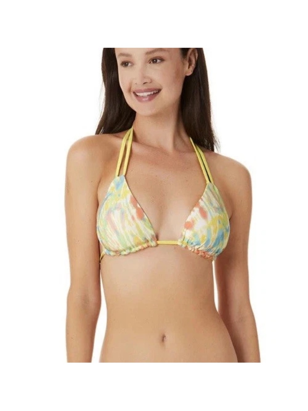 Hurley Triangle Bikini Top Reversible Yellow Tie Dye Surf Large NWT - Picture 5 of 6